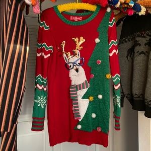 Llama with Glasses Cute Ugly Christmas Holiday Sweater Size Large 33 Degrees